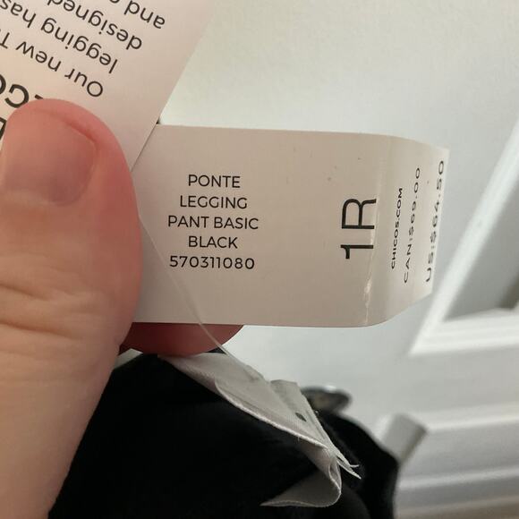 Chico’s Black Ponte Full Length Pull on Leggings - Size 8 - NEW - Picture 9 of 10